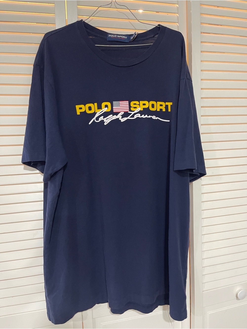 Polo by Ralph Lauren Navy Polo Sport Logo Tee with Yellow & White